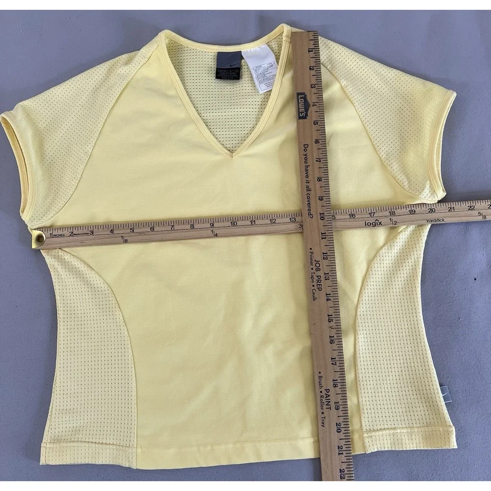 Vintage Nike Top Yellow Women's Sz Large Y2K Golf Tennis V- Neck
